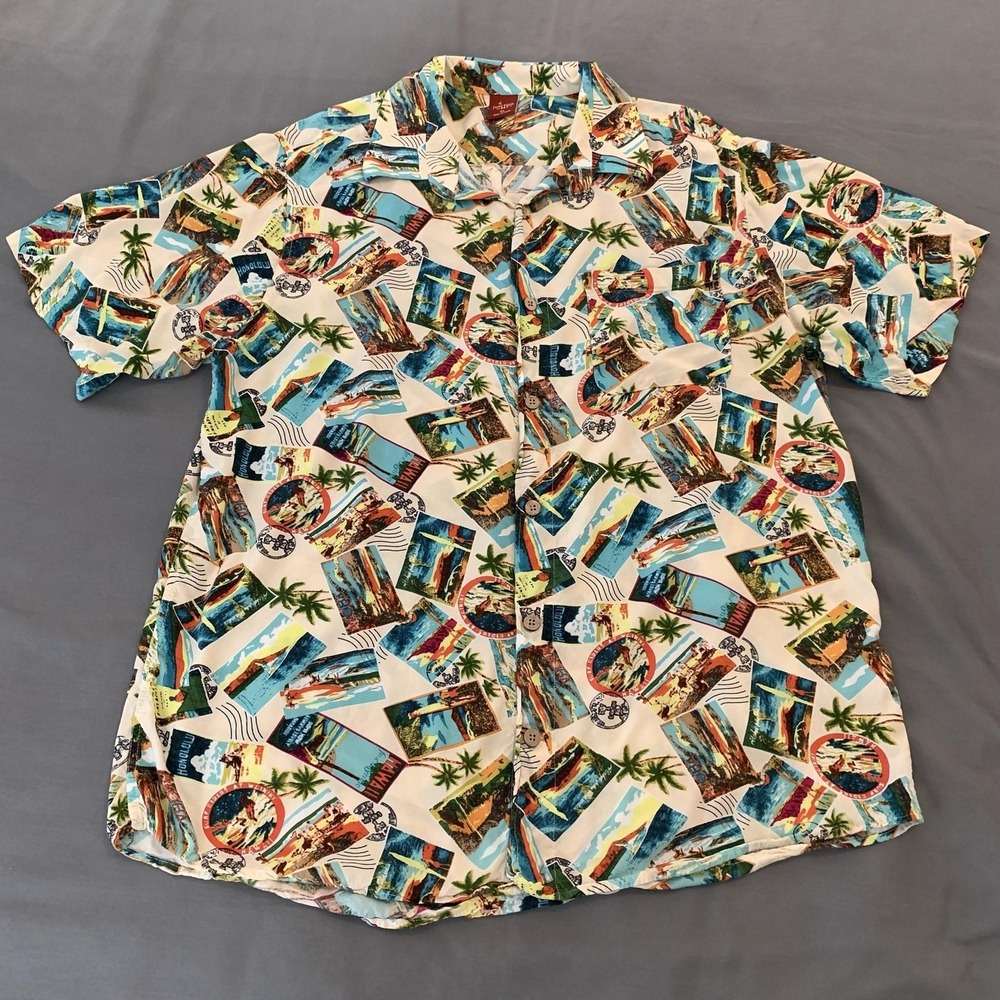Junction West Shirt Mens XL Multicolor Hawaiian Short Sleeve Button Front Casual